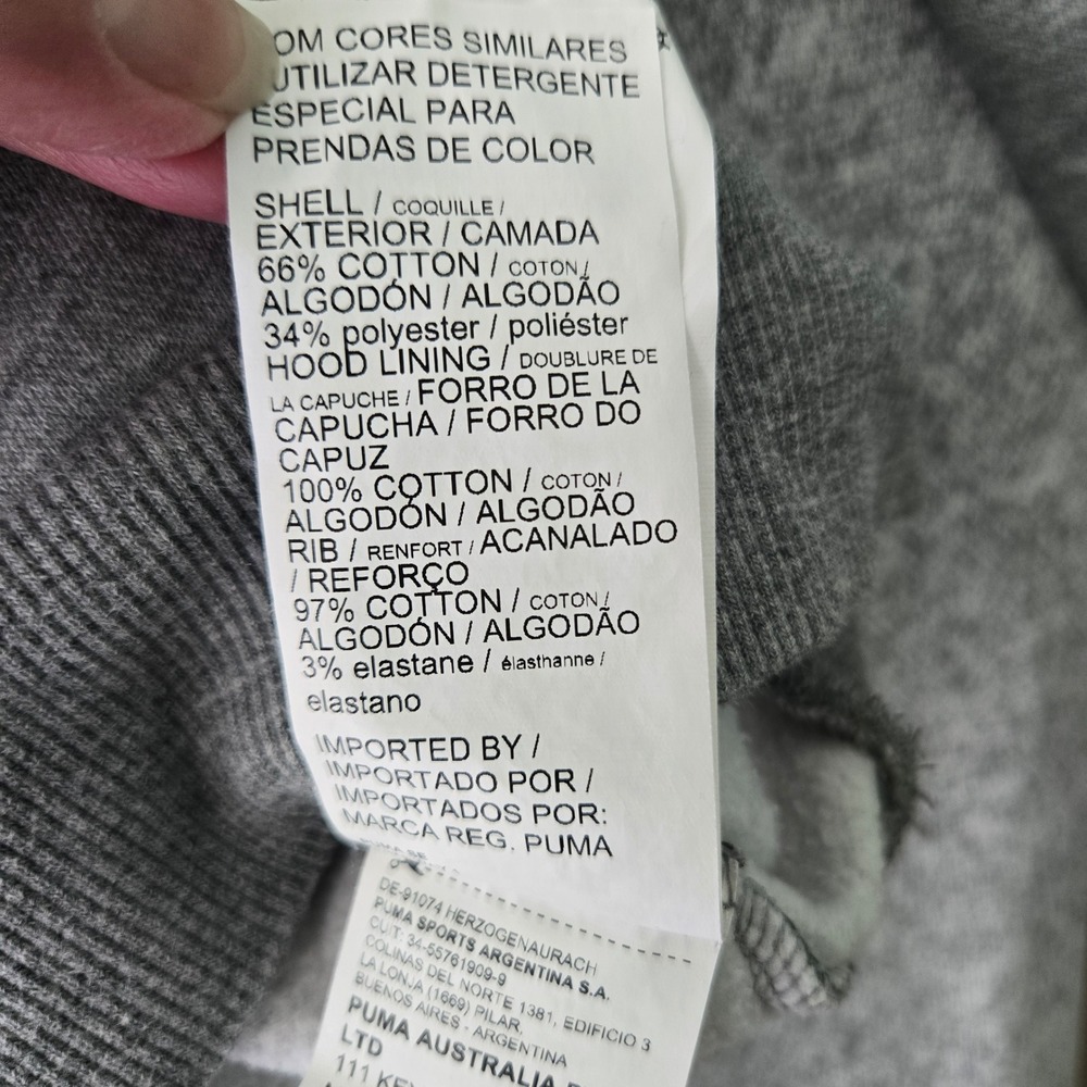 Puma‎ Mens Grey Embossed Logo Pullover Hoodie Sweatshirt Large - Picture 6 of 11